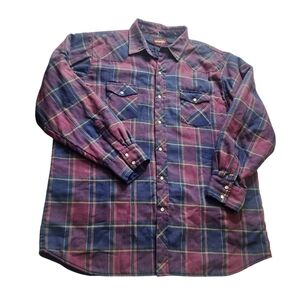 VTG Wrangler Western Pearl Snap Shirt Thick Flannel Quilted Lining Men's 2XL